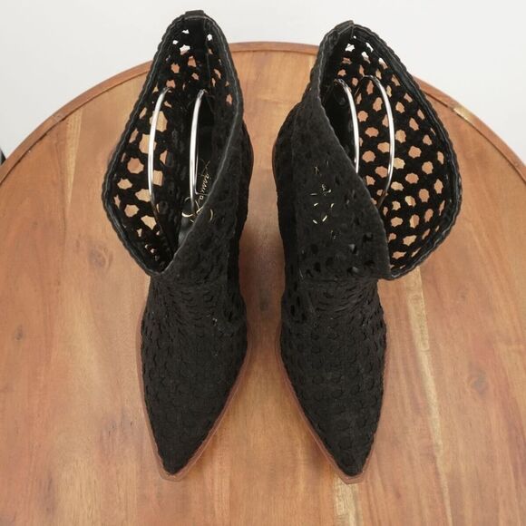 Jessica Simpson Womens Lukkah Boots Block Heel Pointed Knit Crochet Black 9M - Picture 6 of 9